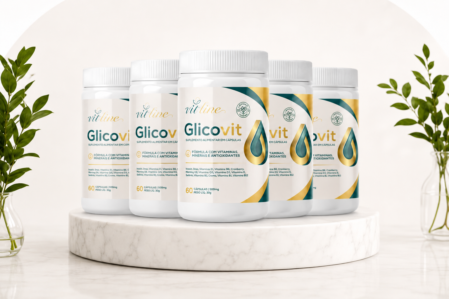 Kit com 5 potes de Glicovit