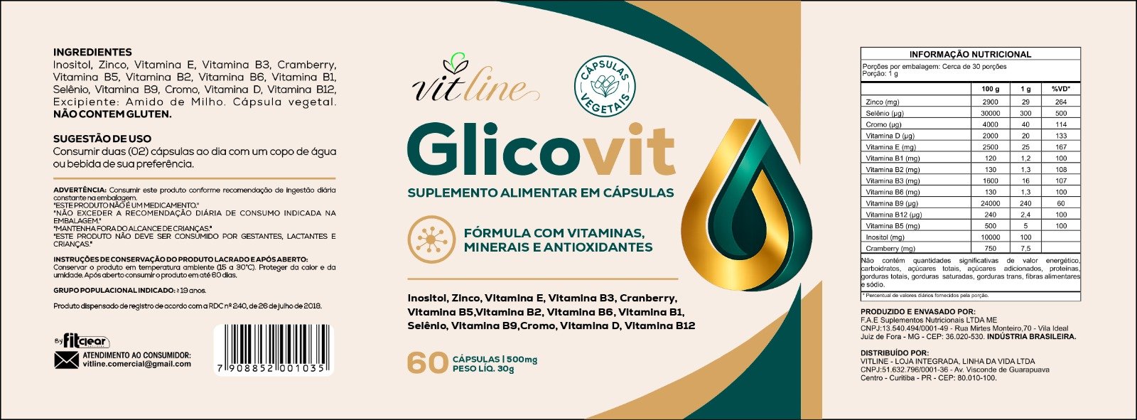 Rótulo completo do Glicovit